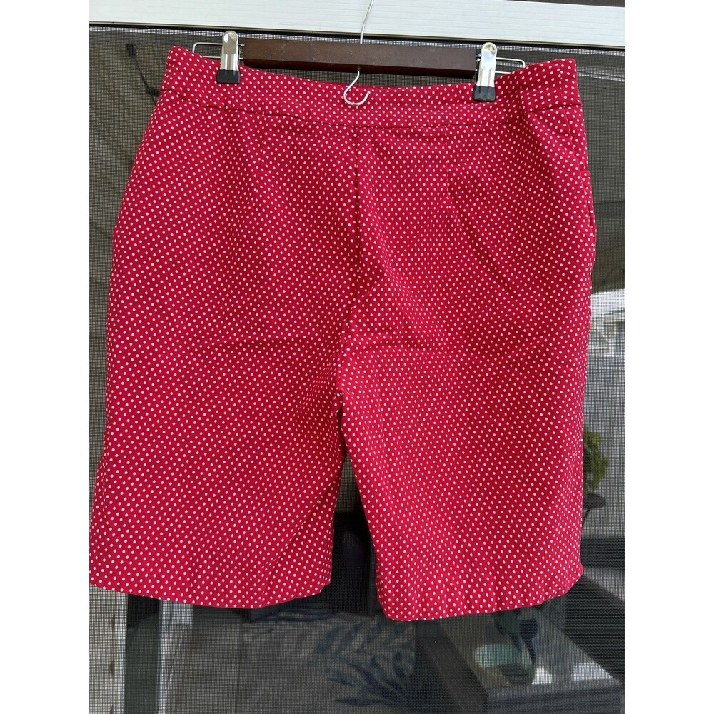 Red White Kate Park Women's Shorts Size 1X Polka Dot Casual Stretch Dolphin Side - Picture 3 of 4